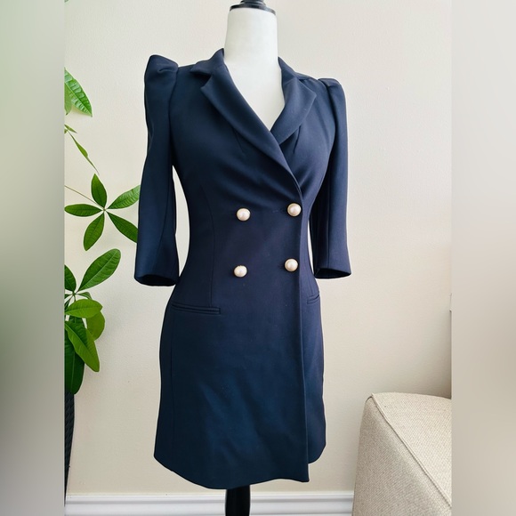 Zara | Blazer Dress with Pearl Buttons - Picture 2 of 16